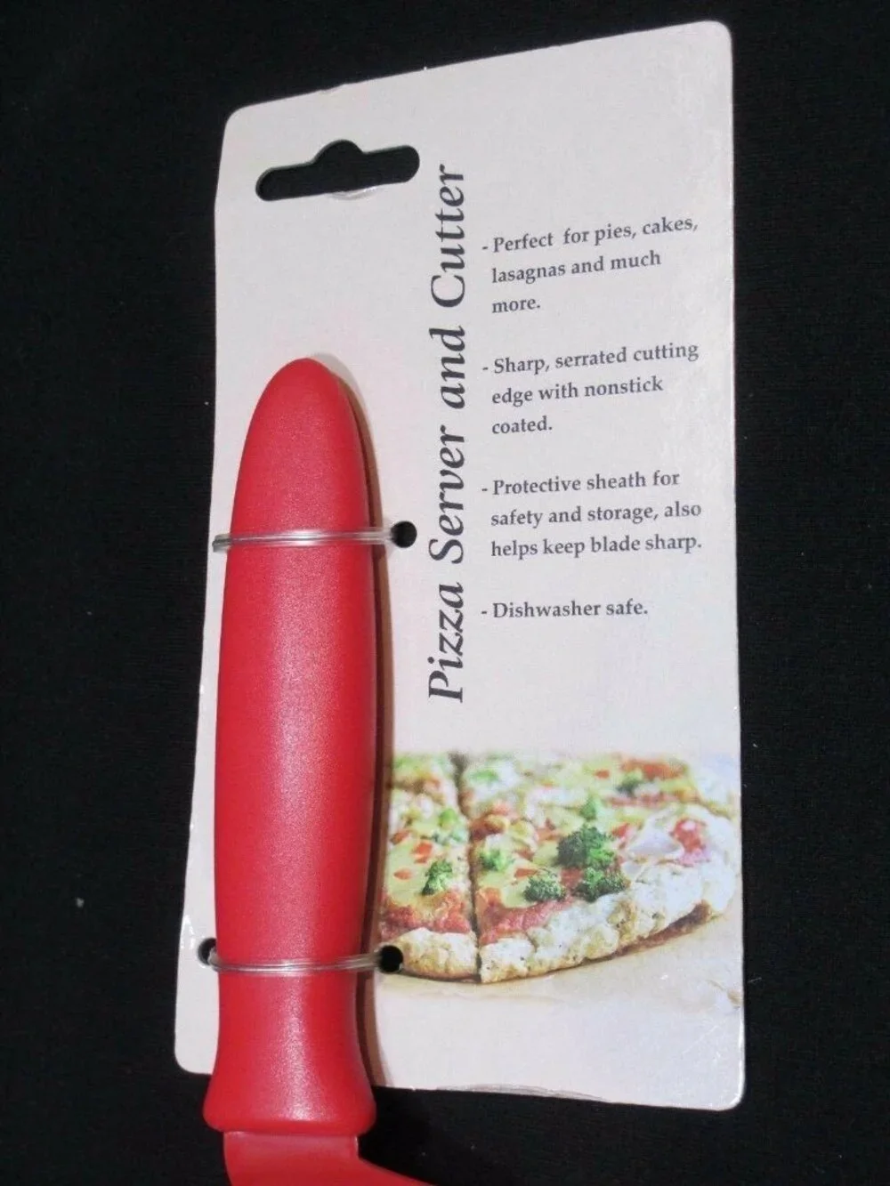 Red Kitchen Pizza Pie Cake Lasagna Server and Cutter Sharp Serrated Edge Sheath